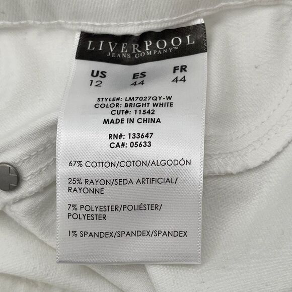 LIVERPOOL Jeans Women's Size 12 Bright White Capri Pull-On Rolled Cuff Pants EUC - Picture 6 of 16